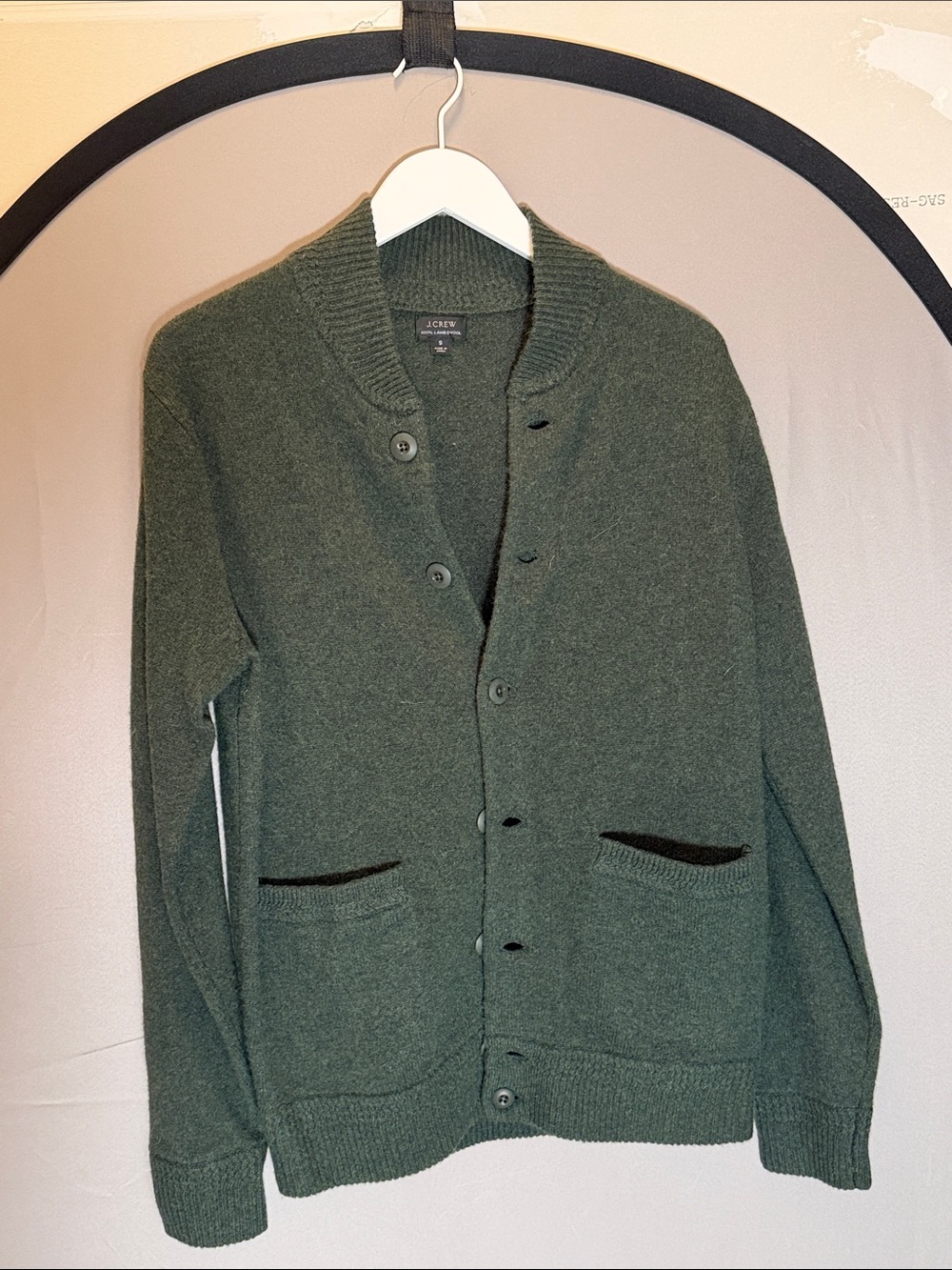 J. Crew Men’s Olive Green Shawl Collar Cardigan Sweater